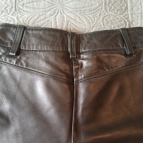 Banana Republic Size 0 Black Genuine Leather Pants - Picture 5 of 12
